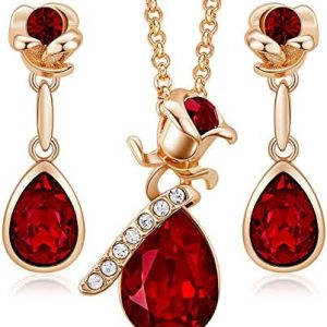 CDE Jewelry Sets for Women Rose Gold Jewelry Embellished with Crystal from Austria